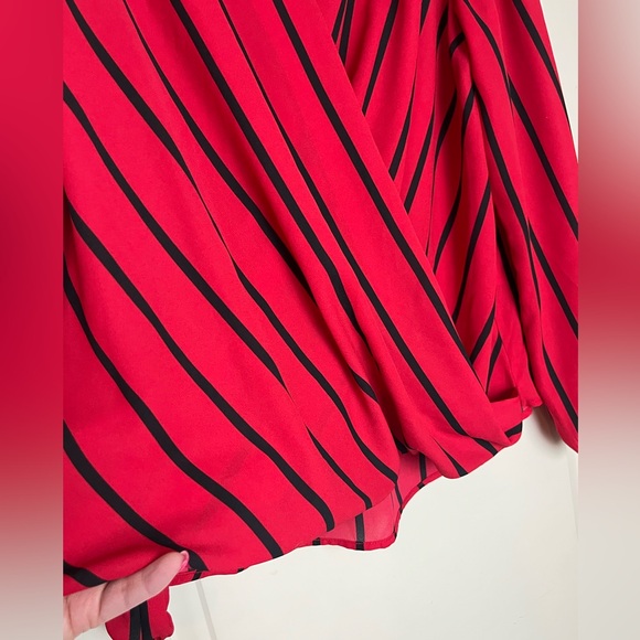 INC Designer Red & Black Striped Wrap Blouse Women’s Size Large - Picture 8 of 16